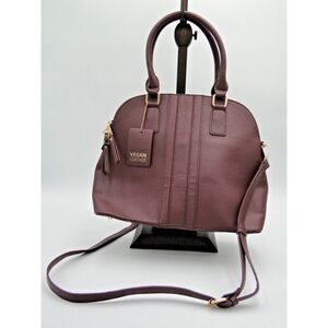 Miztique‎ Vegan Leather Satchel/Crossbody - Merlot Wine Color New Without Tags